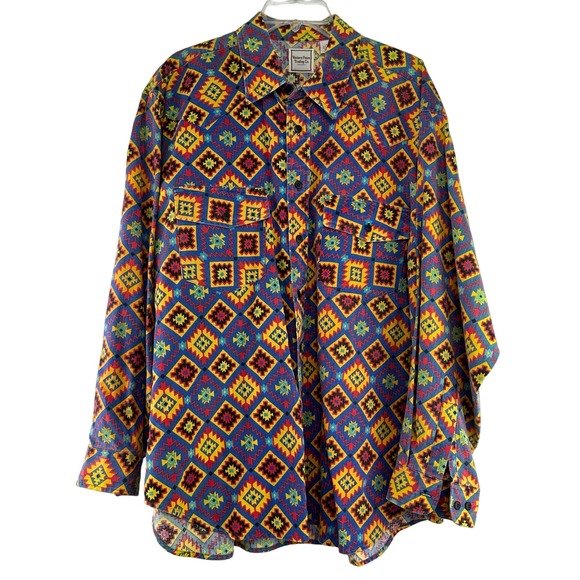 Western Plains Trading Co Other - Colorful Geometric Pattern Men's Casual Button Down Shirt